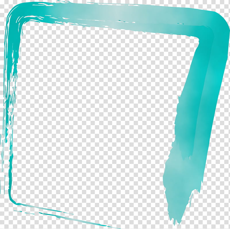 aqua turquoise teal rectangle turquoise, BRUSH FRAME, Watercolor Frame, Paint, Wet Ink transparent background PNG clipart
