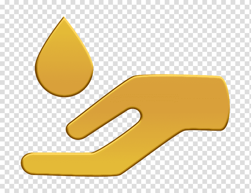 Essential oil drop for spa massage falling on an open hand icon icon Oil icon, Spa And Relax Icon, Yellow, Meter, Hm transparent background PNG clipart