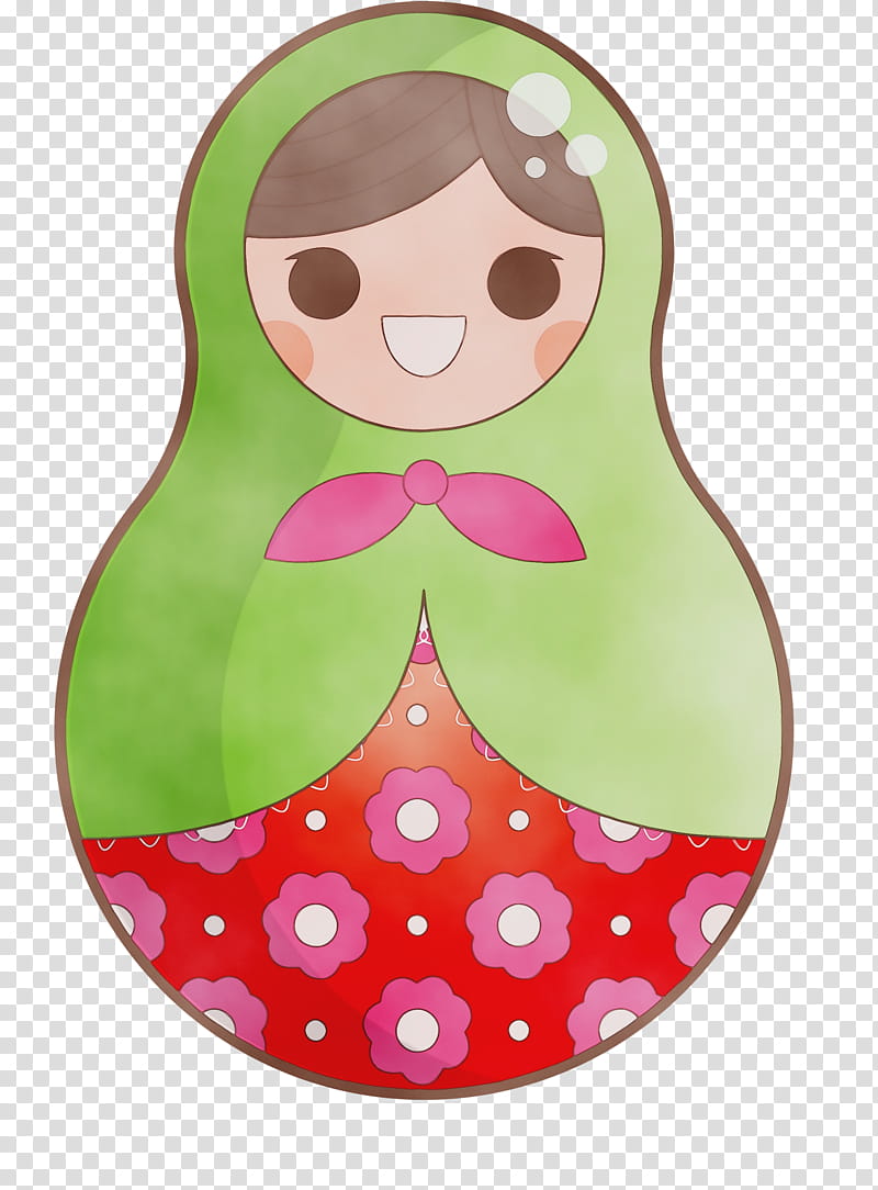 Christmas ornament, Colorful Russian Doll, Watercolor, Paint, Wet Ink, Christmas Day, Green, Cartoon transparent background PNG clipart