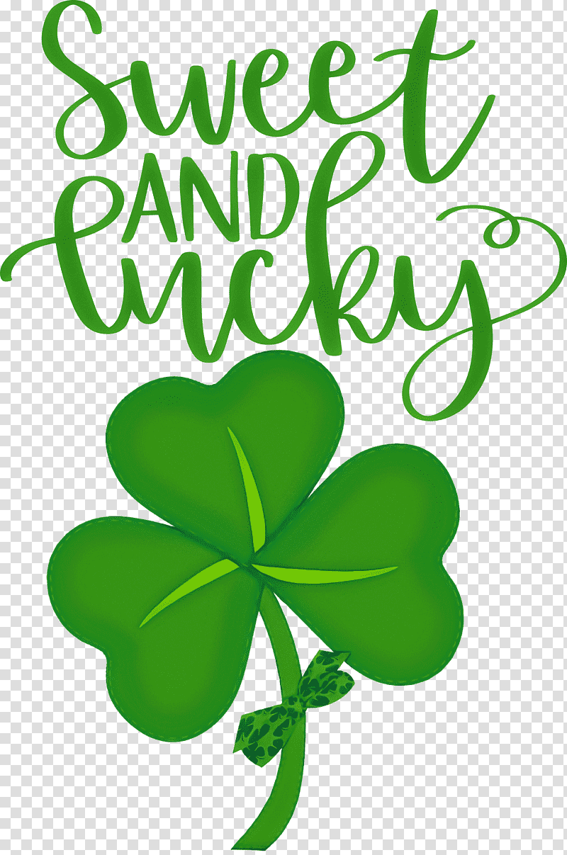 Sweet And Lucky St Patricks Day, Fourleaf Clover, Shamrock, Saint Patricks Day, Flower, Sticker, Tote Bag transparent background PNG clipart