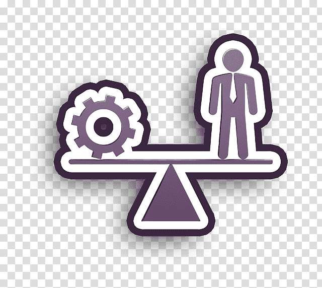 Cog icon Balancing between cogwheel and businessman icon business icon, Humans Resources Icon, Logo, Symbol, Meter transparent background PNG clipart