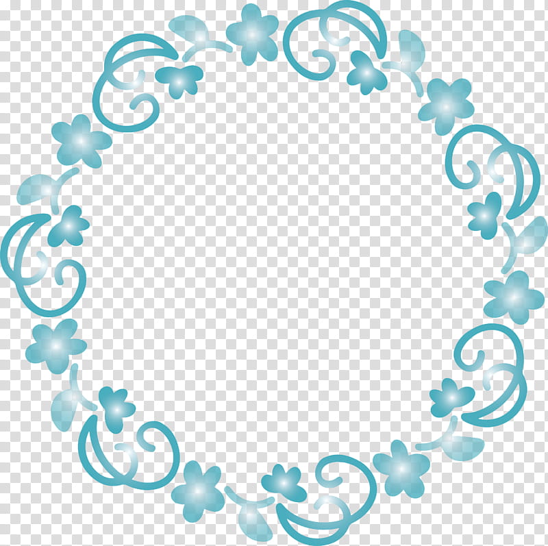 Spring frame flower frame floral frame, Leaf Frame, Aqua, Turquoise, Text, Circle, Ornament transparent background PNG clipart