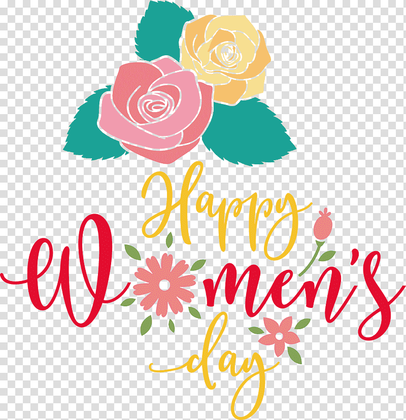 Womens Day Happy Womens Day, Floral Design, Garden Roses, Cut Flowers, Logo, Text, Menu transparent background PNG clipart