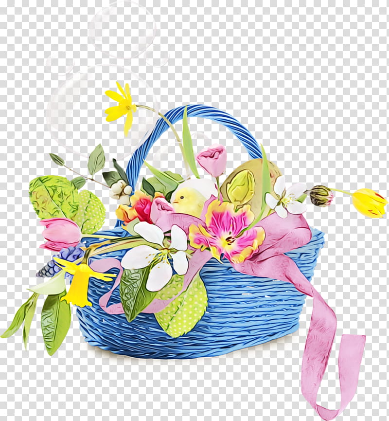 Floral design, Easter Basket Cartoon, Happy Easter Day, Eggs, Watercolor, Paint, Wet Ink, Cut Flowers transparent background PNG clipart