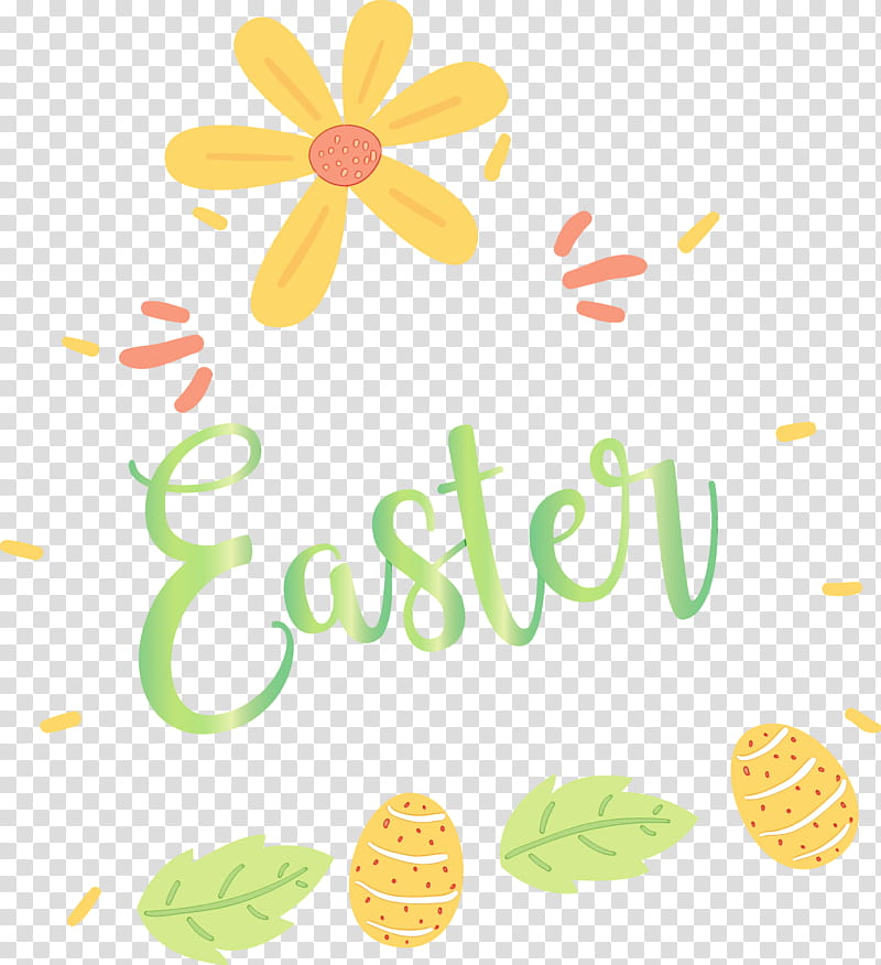 yellow text font plant logo, Easter Day, Easter Sunday, Happy Easter, Watercolor, Paint, Wet Ink transparent background PNG clipart