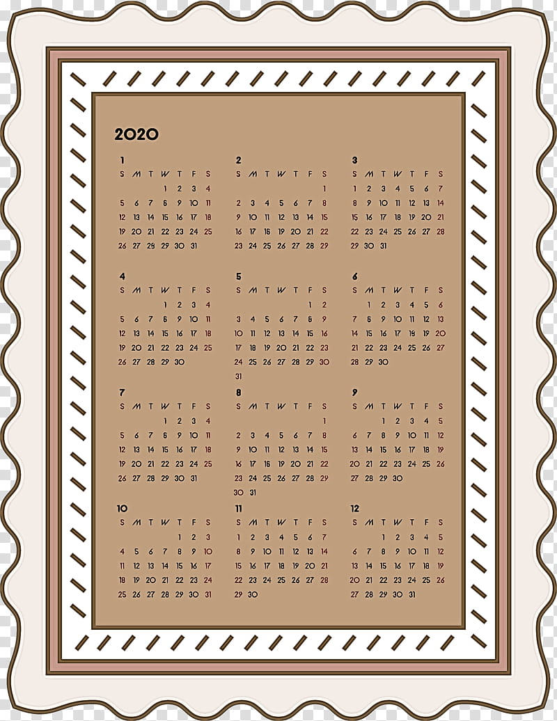 2020 yearly calendar Printable 2020 Yearly Calendar Year 2020 Calendar, Rectangle transparent background PNG clipart
