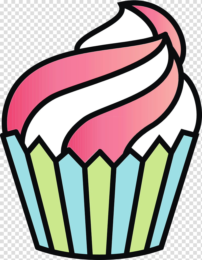 baking cup line line art, Cute Cupcake, Cartoon Cupcake, Watercolor, Paint, Wet Ink transparent background PNG clipart