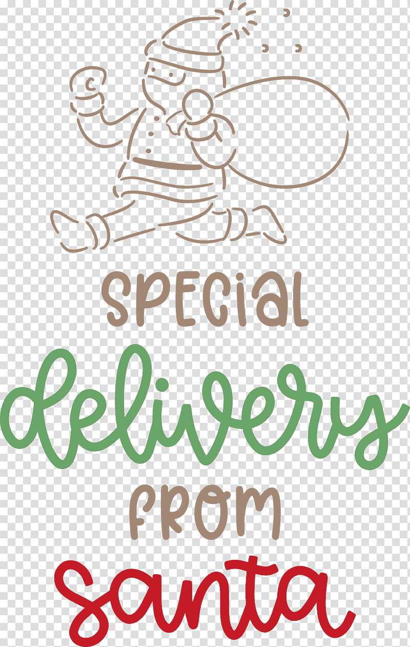 Special Delivery From Santa Santa Christmas, Christmas , Line Art, Logo, Meter, Happiness, Behavior transparent background PNG clipart