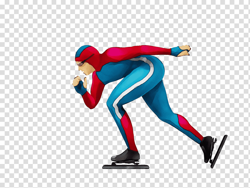 speed skating ice skating joint recreation character, Watercolor, Paint, Wet Ink, Speed Skater, Shoe, Figurine transparent background PNG clipart