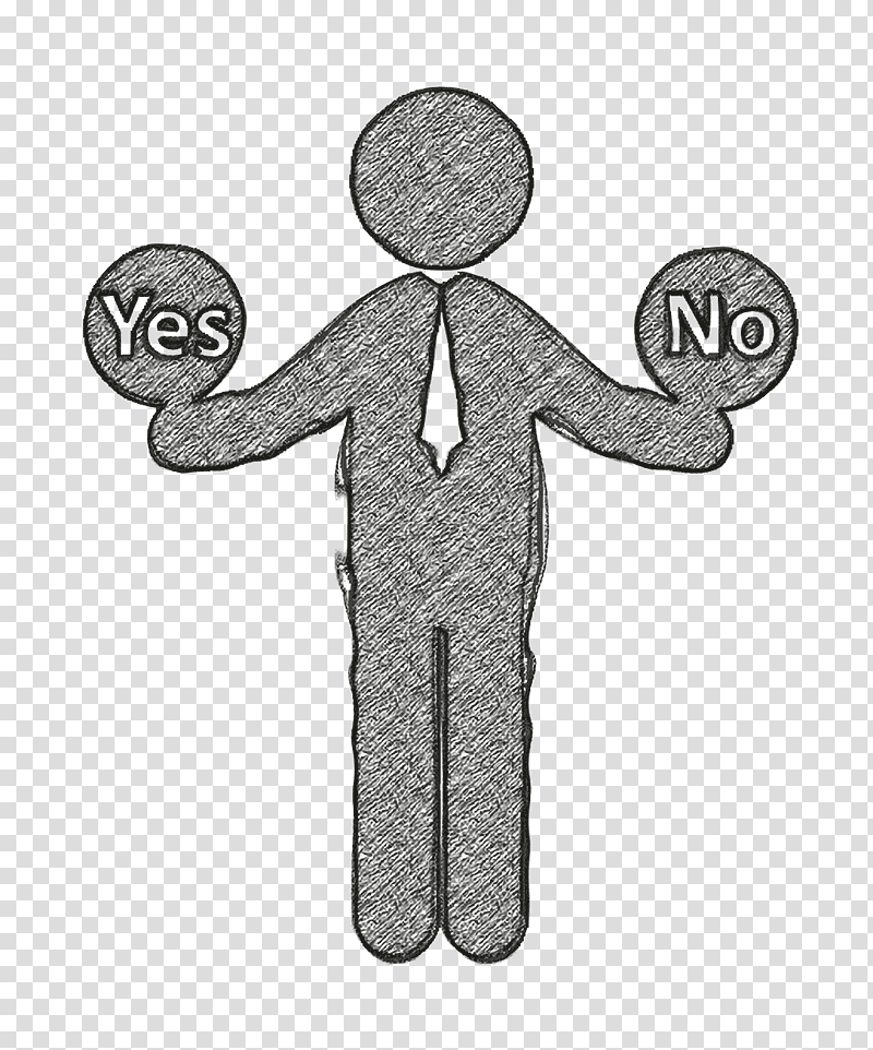 people icon Human Pictos icon Man with two options to choose between yes or no icon, Yes Icon, Black And White
, Meter, Cartoon, Joint, Line transparent background PNG clipart