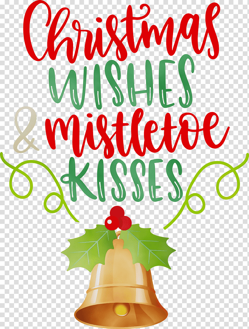 Christmas Day, Christmas Wishes, Mistletoe Kisses, Watercolor, Paint, Wet Ink, Christmas Ornament transparent background PNG clipart