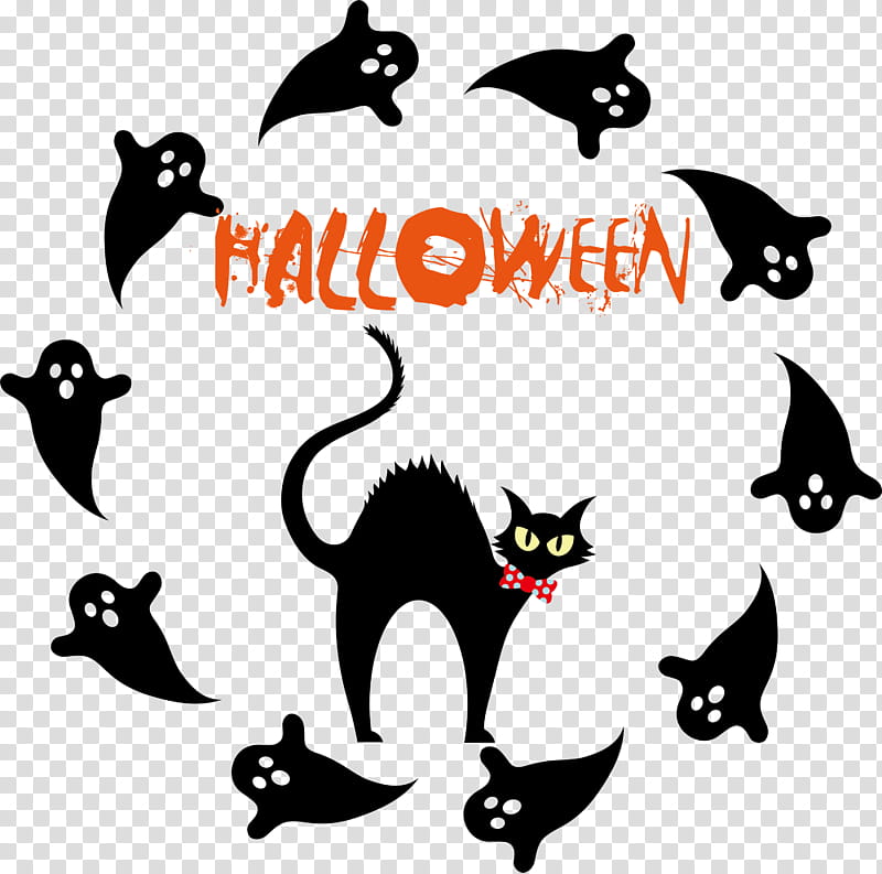 Happy Halloween, Cat, Kitten, Black Cat, Whiskers, Dog, Meter, Tail transparent background PNG clipart