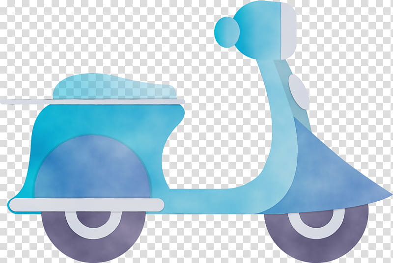 blue turquoise transport vehicle riding toy, Motorcycle, Watercolor, Paint, Wet Ink, Scooter, Baby Products transparent background PNG clipart