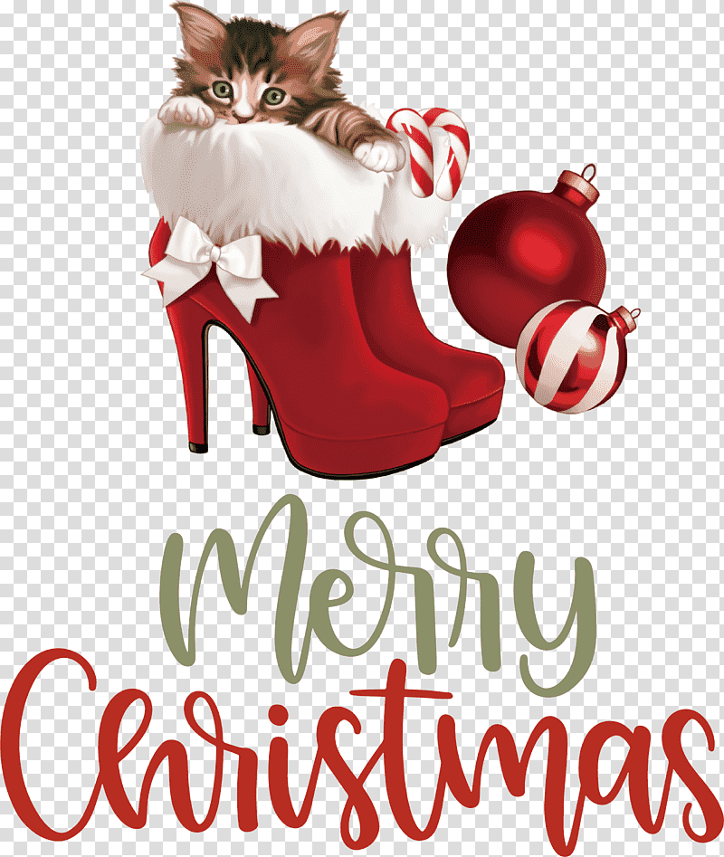 Merry Christmas, Kitten, Christmas Day, Cat, Logo, Christmas Ornament M, Santa Clausm transparent background PNG clipart