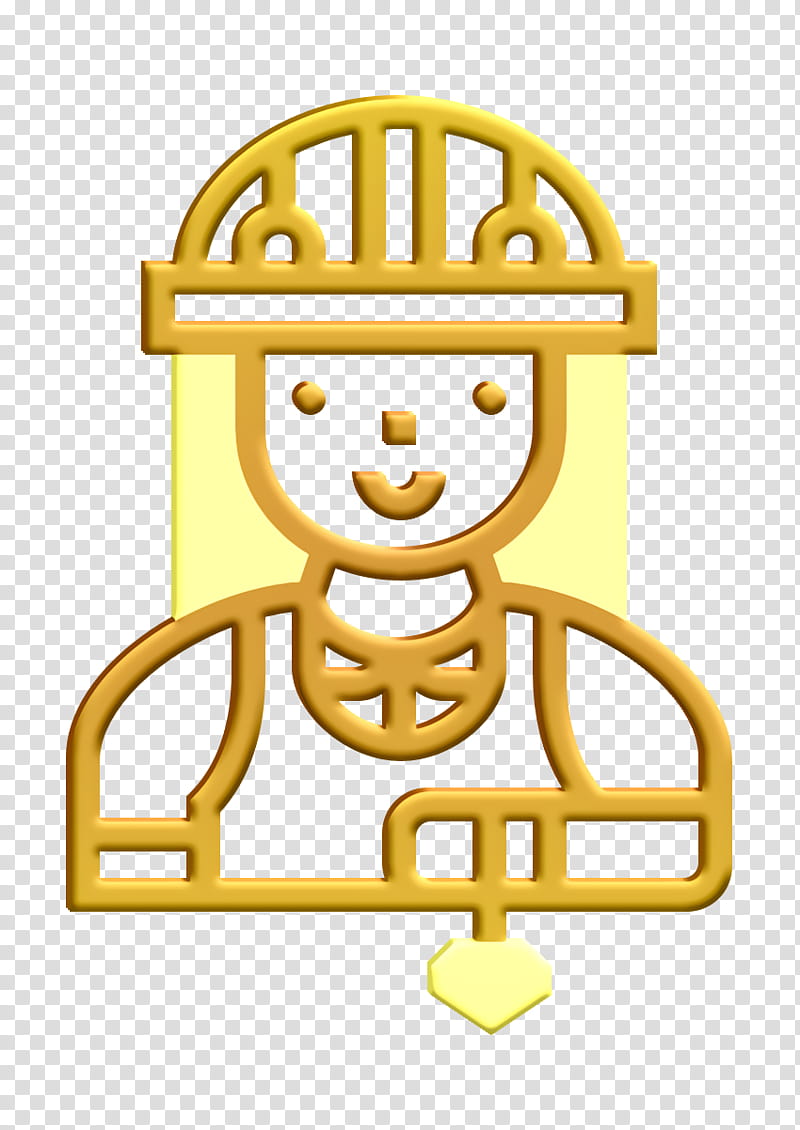 Architect icon Construction Worker icon Professions and jobs icon, Smiley, Meter, Yellow, Royaltyfree, Line, Measurement, Headgear transparent background PNG clipart