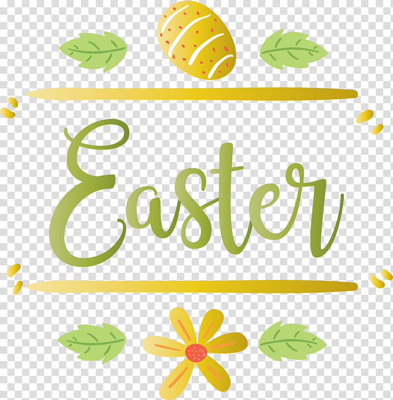 Easter Day Easter Sunday Happy Easter, Leaf, Yellow, Green, Text, Plant, Logo, Symbol transparent background PNG clipart
