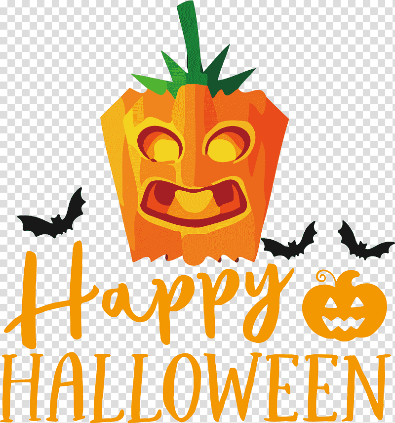 Happy Halloween, text, Logo, Pumpkin, Line, Happiness, Fruit, Geometry transparent background PNG clipart