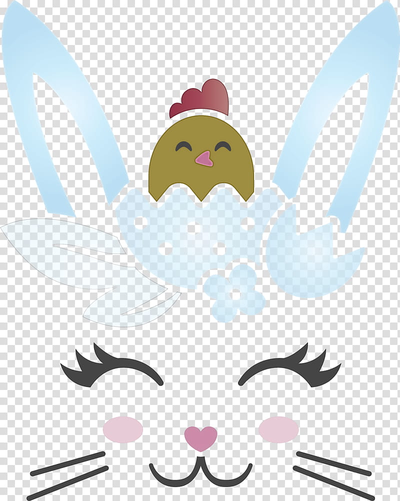 easter bunny easter day cute rabbit, Head, Cartoon, Nose, Whiskers, Wing transparent background PNG clipart