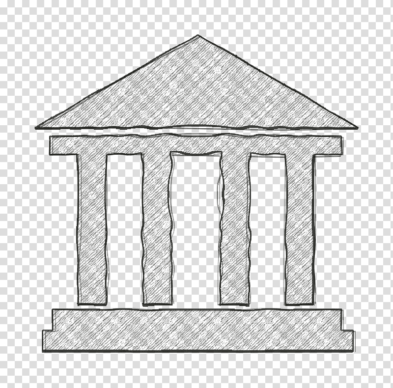 Academic 1 icon interface icon History icon, History Symbol Of Antique Building Icon, Column, Black And White M, Meter, Roof, Line transparent background PNG clipart