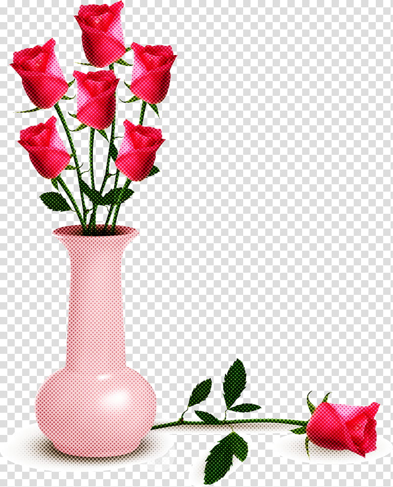 floral flowers, Vase, Cut Flowers, Pink, Petal, Red, Rose, Plant transparent background PNG clipart