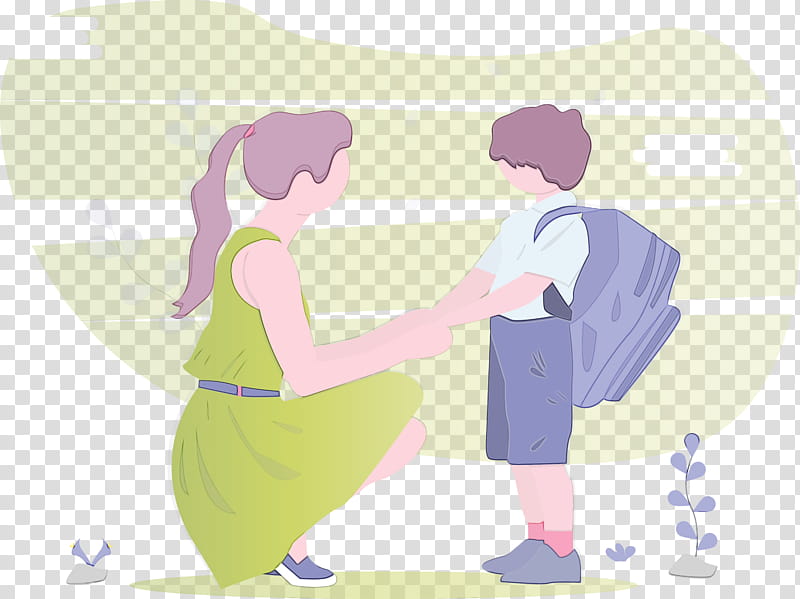cartoon gesture, Back To School, Mother, Boy, Watercolor, Paint, Wet Ink, Cartoon transparent background PNG clipart