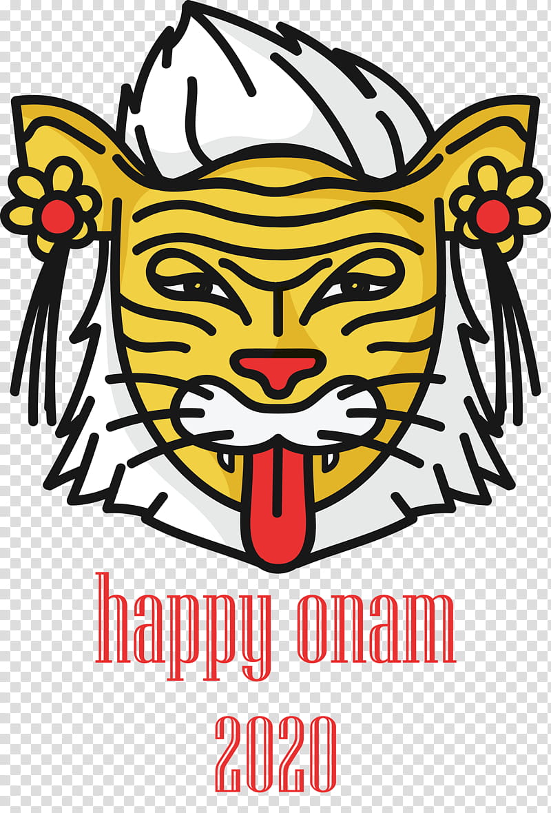 Onam Harvest Festival Happy Onam, Visual Arts, Logo, Tiger, Text, Cartoon, Snout, Line transparent background PNG clipart