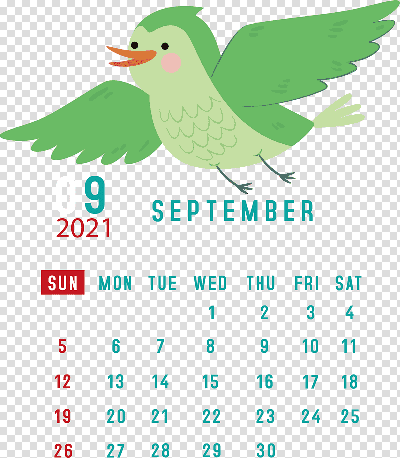 September 2021 Printable Calendar September 2021 Calendar, Birds, Logo, Beak, Green, Meter, Line transparent background PNG clipart