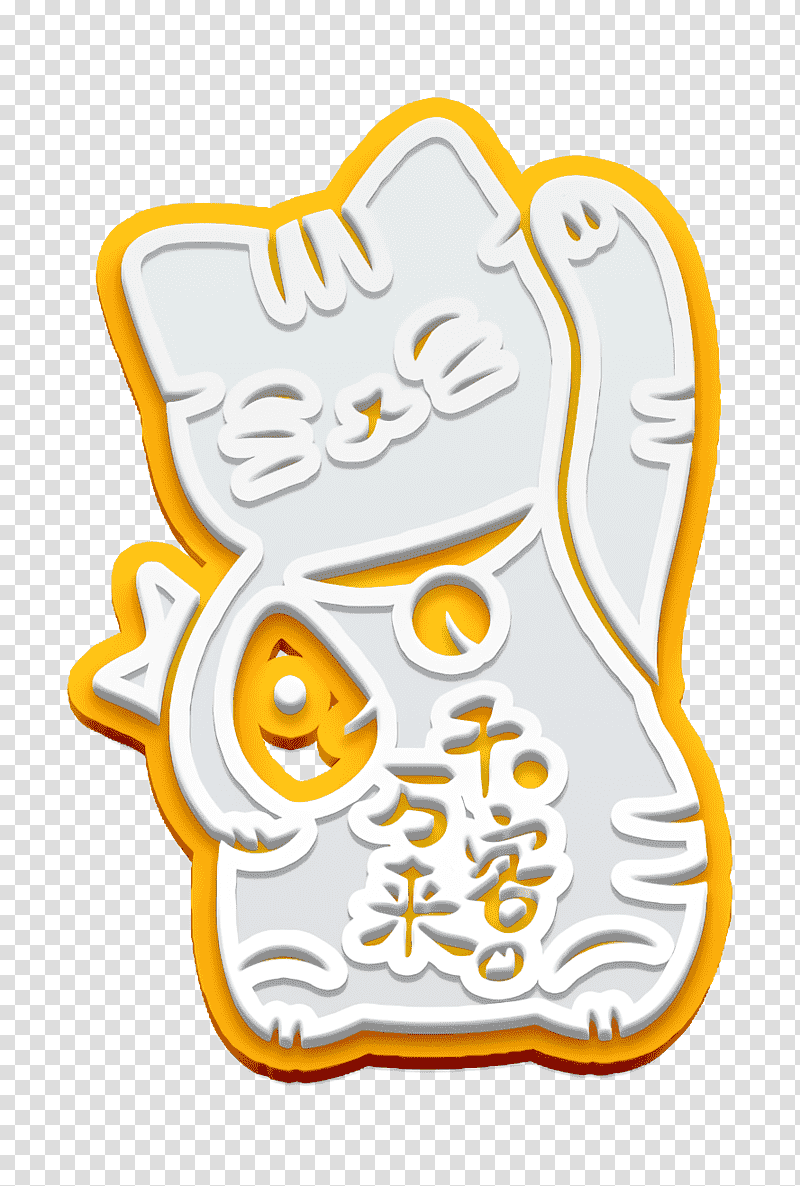 Japanese cat icon Japan icon Luck icon, Animals Icon, Birds, Character, Yellow, Cartoon, Meter transparent background PNG clipart