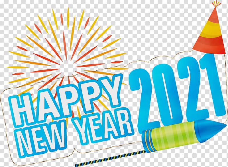 New Year, 2021 Happy New Year, Watercolor, Paint, Wet Ink, Logo, Meter, Line transparent background PNG clipart