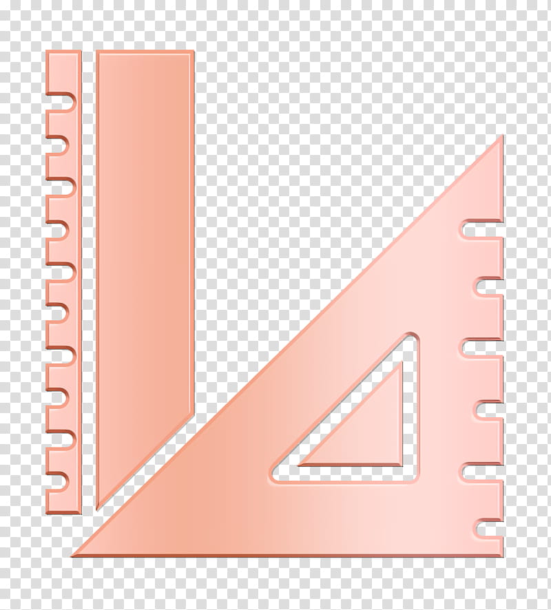 Ruler icon Rulers icon School icon, Pink, Peach, Paper, Paper Product, Triangle transparent background PNG clipart