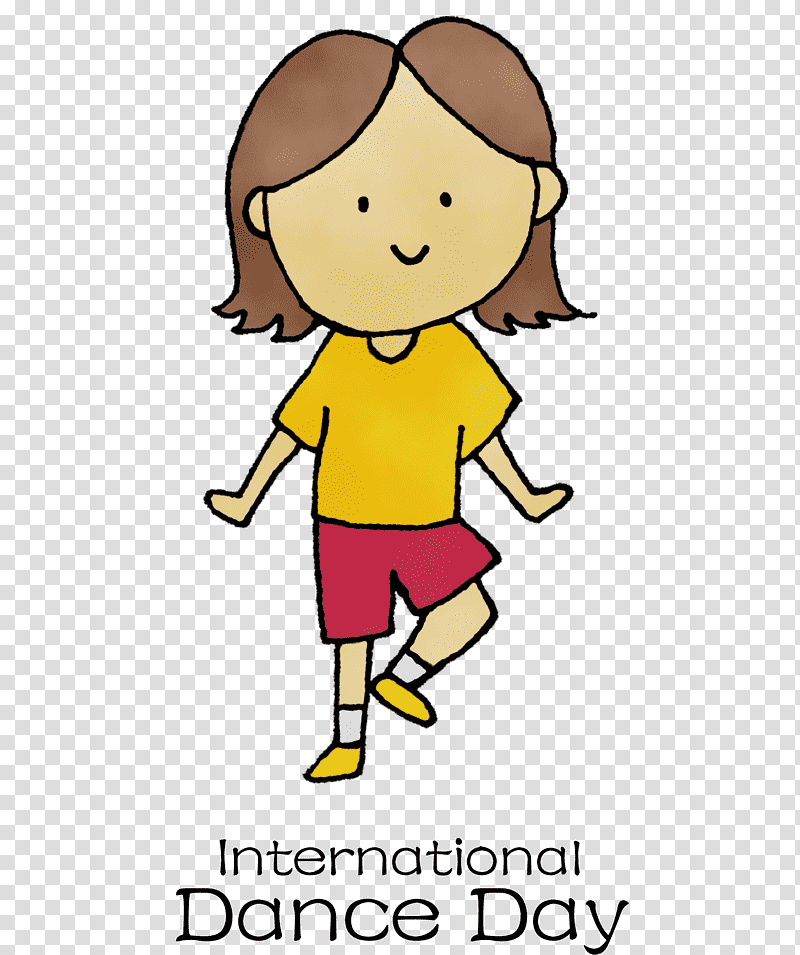 toddler m toddler m meter cartoon yellow, International Dance Day, Watercolor, Paint, Wet Ink, Character, Happiness transparent background PNG clipart