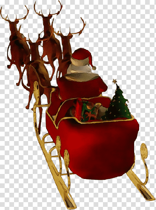 Santa Claus, Watercolor, Paint, Wet Ink, Reindeer, Rudolph, Santa Clauss Reindeer transparent background PNG clipart