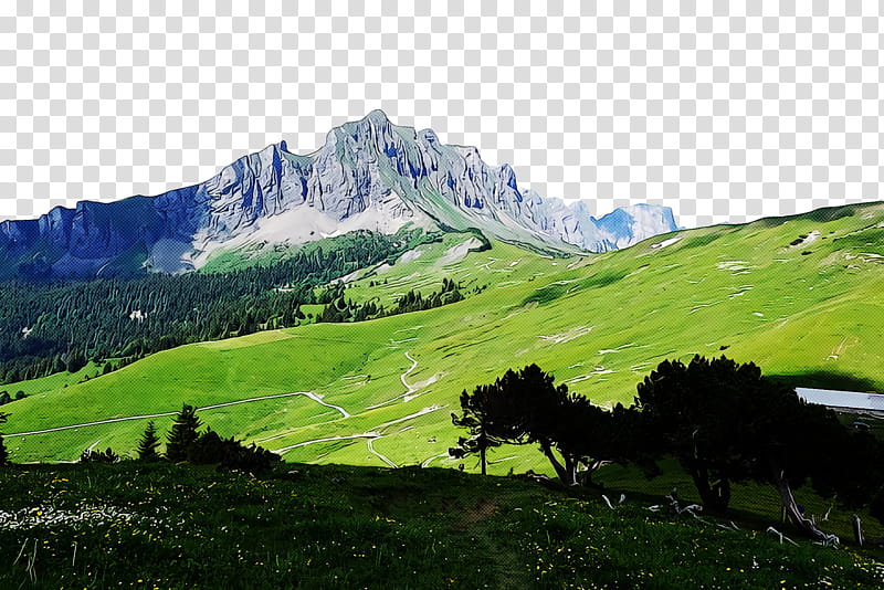 grassland mount scenery terrain landform highland, Nature, Ecoregion, Grasses, Mountain Range, Steppe, Massif, Meadow transparent background PNG clipart