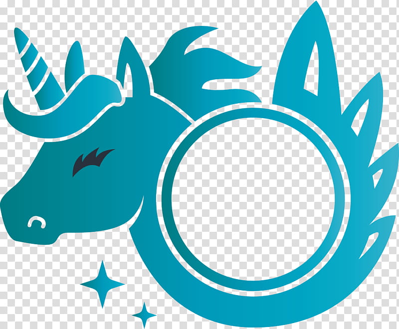 unicorn frame, Aqua, Turquoise, Circle transparent background PNG clipart