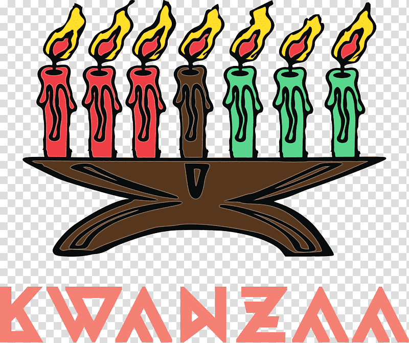 Kwanzaa, Watercolor, Paint, Wet Ink, Kinara, Holiday, Cartoon transparent background PNG clipart