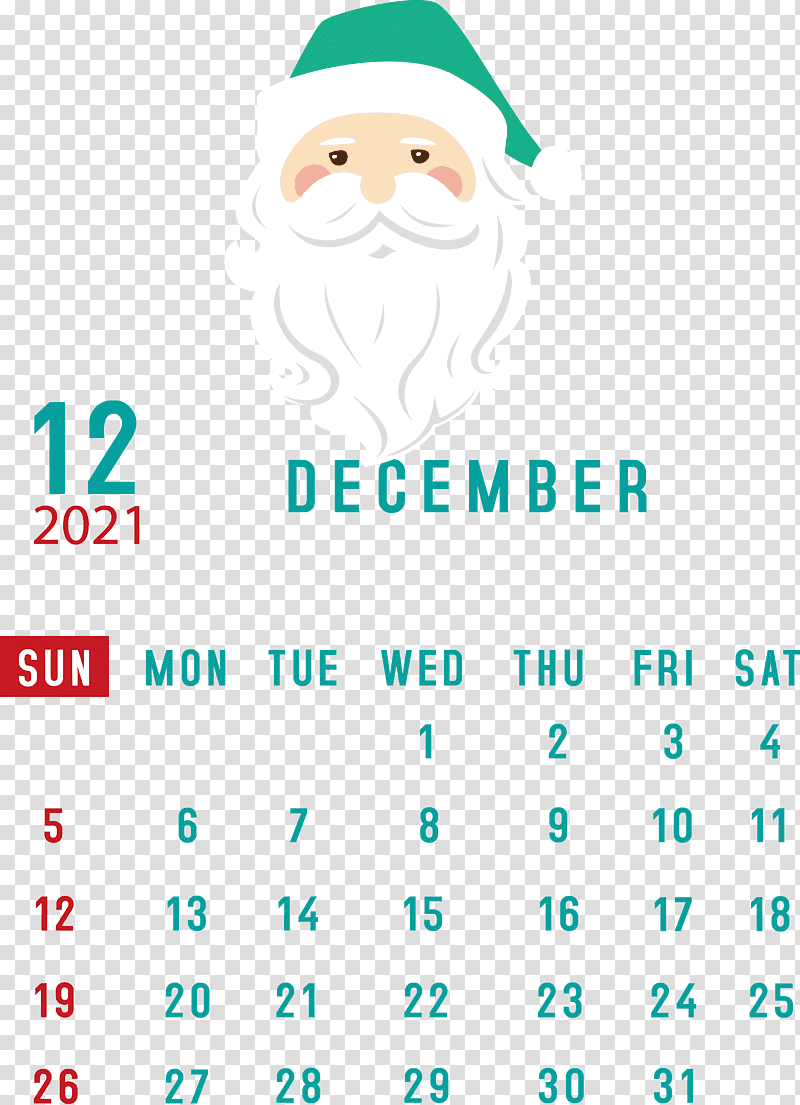 December 2021 Printable Calendar December 2021 Calendar, Htc Hero, Santa Clausm, Line, Meter, Calendar System, Mathematics transparent background PNG clipart