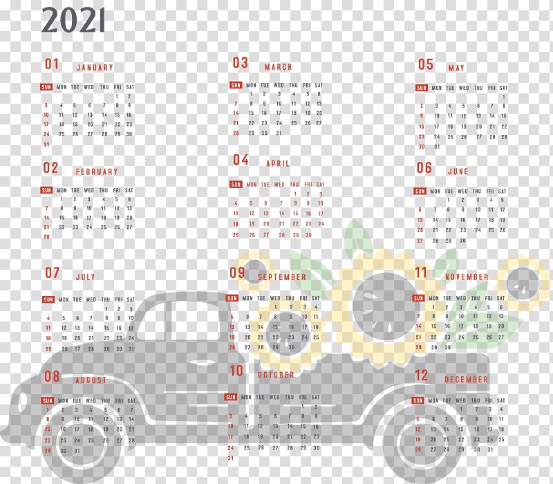 Year 2021 Calendar Printable 2021 Yearly Calendar 2021 Full Year Calendar, Jewellery, Sunflowers, Clothing, Vintage Clothing, Craft transparent background PNG clipart