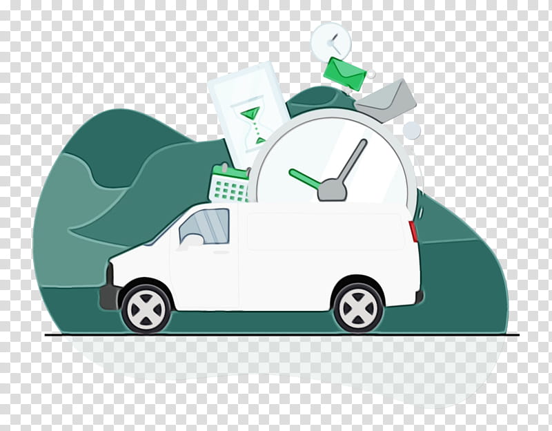green transport vehicle car vehicle door, Watercolor, Paint, Wet Ink, Bag, Van, Truck, Garbage Truck transparent background PNG clipart