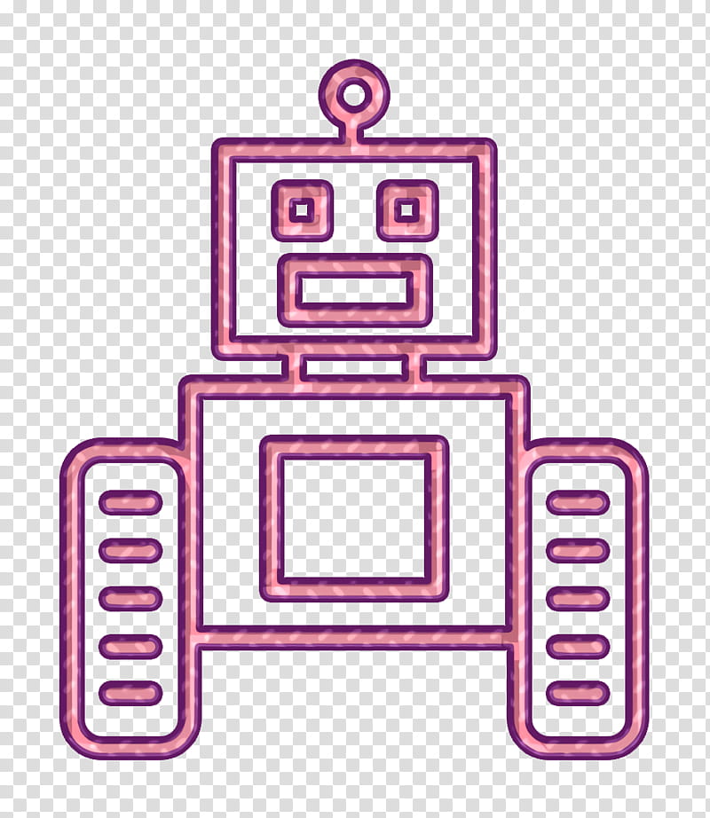 Robot icon Robots icon, Pink, Line, Magenta, Line Art, Rectangle transparent background PNG clipart