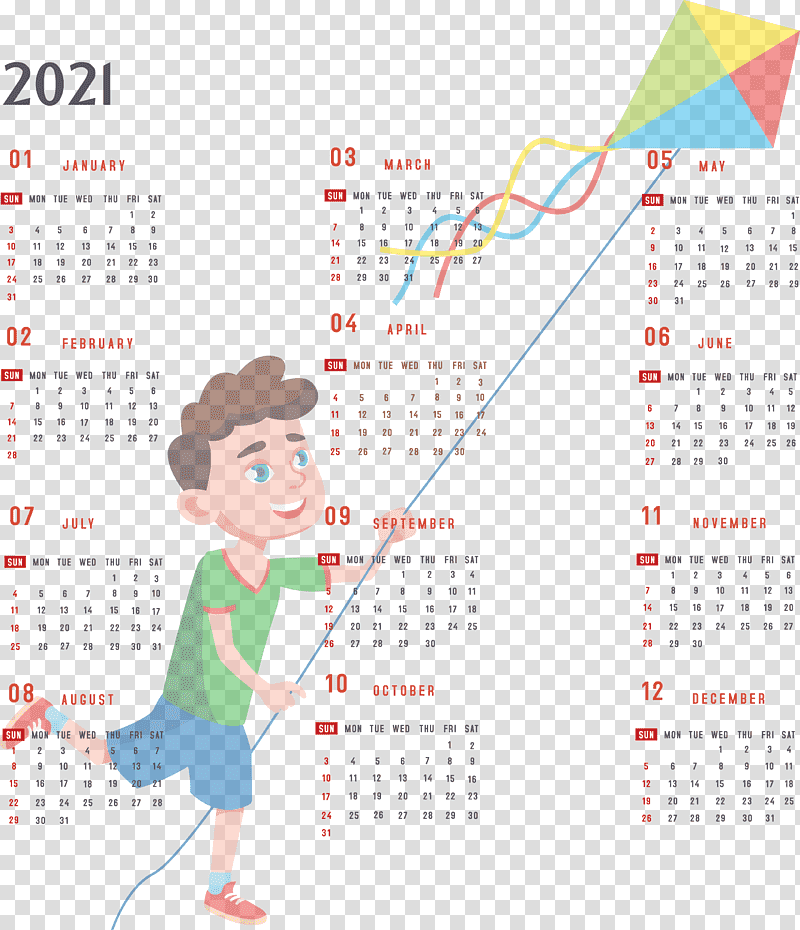 Year 2021 Calendar Printable 2021 Yearly Calendar 2021 Full Year Calendar, Drawing, Cartoon, Father, Kite, Festival, Alamy transparent background PNG clipart