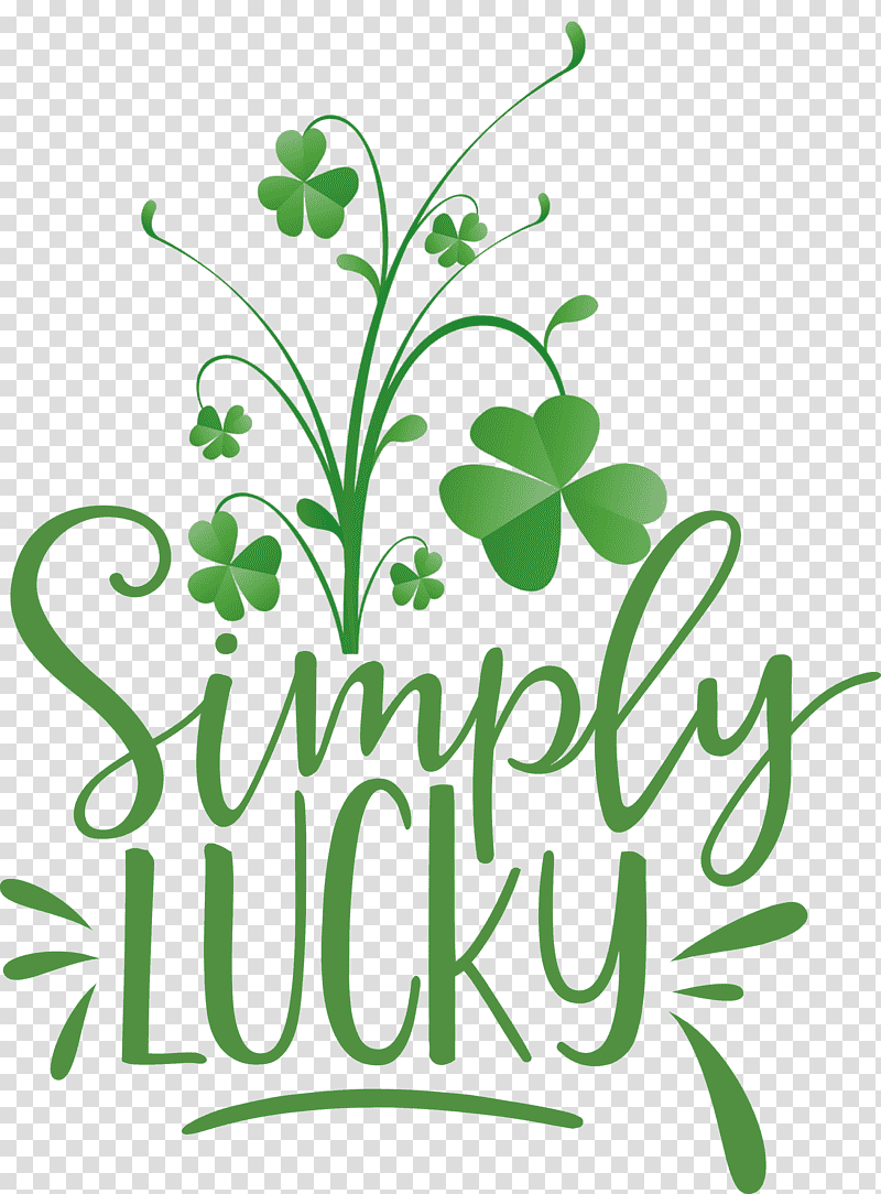 shamrock Simply Lucky Saint Patricks Day, Leaf, Plant Stem, Flower, Logo, Flora, Tree transparent background PNG clipart