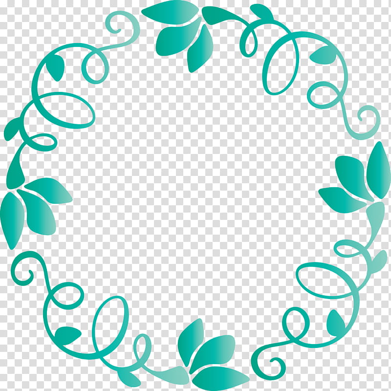 Spring frame flower frame floral frame, Leaf Frame, Green, Aqua, Plant, Circle transparent background PNG clipart