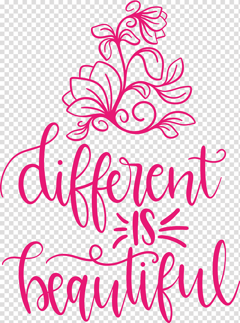 Different Is Beautiful Womens Day, Sticker, Floral Design, Wall Decal, Line, Meter, Gift transparent background PNG clipart