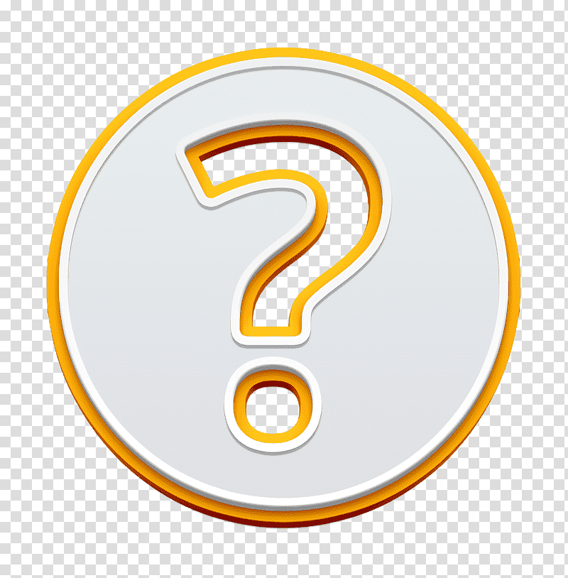 web icon Doubt icon Admin UI icon, Logo, Emblem, Yellow, Meter, Number transparent background PNG clipart