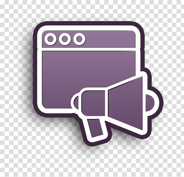 Advert icon Loudspeaker icon Coding icon, Text, Purple, Violet, Line, Material Property, Logo, Hand transparent background PNG clipart