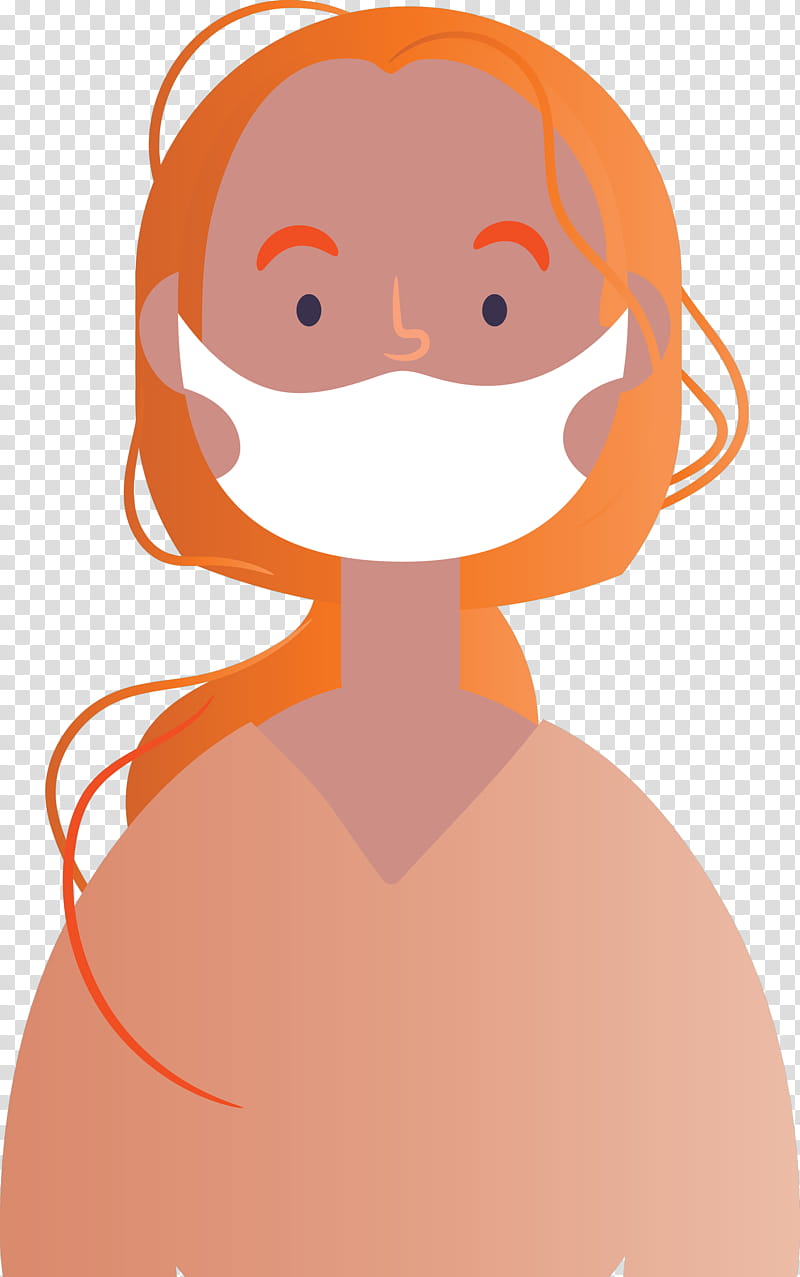 Wearing Mask Coronavirus Corona, Hair, Face, Orange, Cartoon, Nose, Head, Lip transparent background PNG clipart