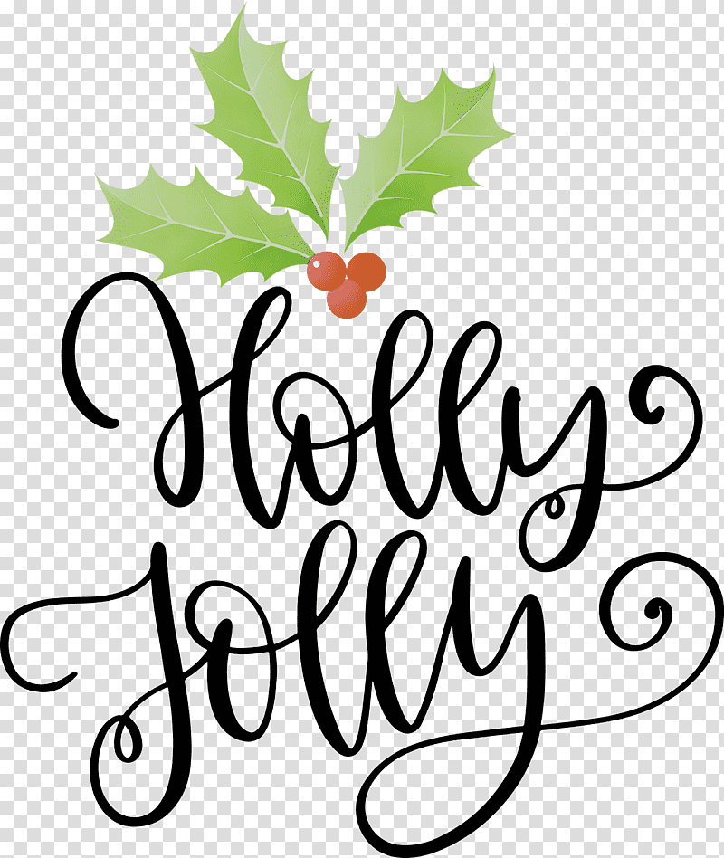 leaf flower calligraphy flora meter, Holly Jolly, Christmas , Watercolor, Paint, Wet Ink, Fruit transparent background PNG clipart