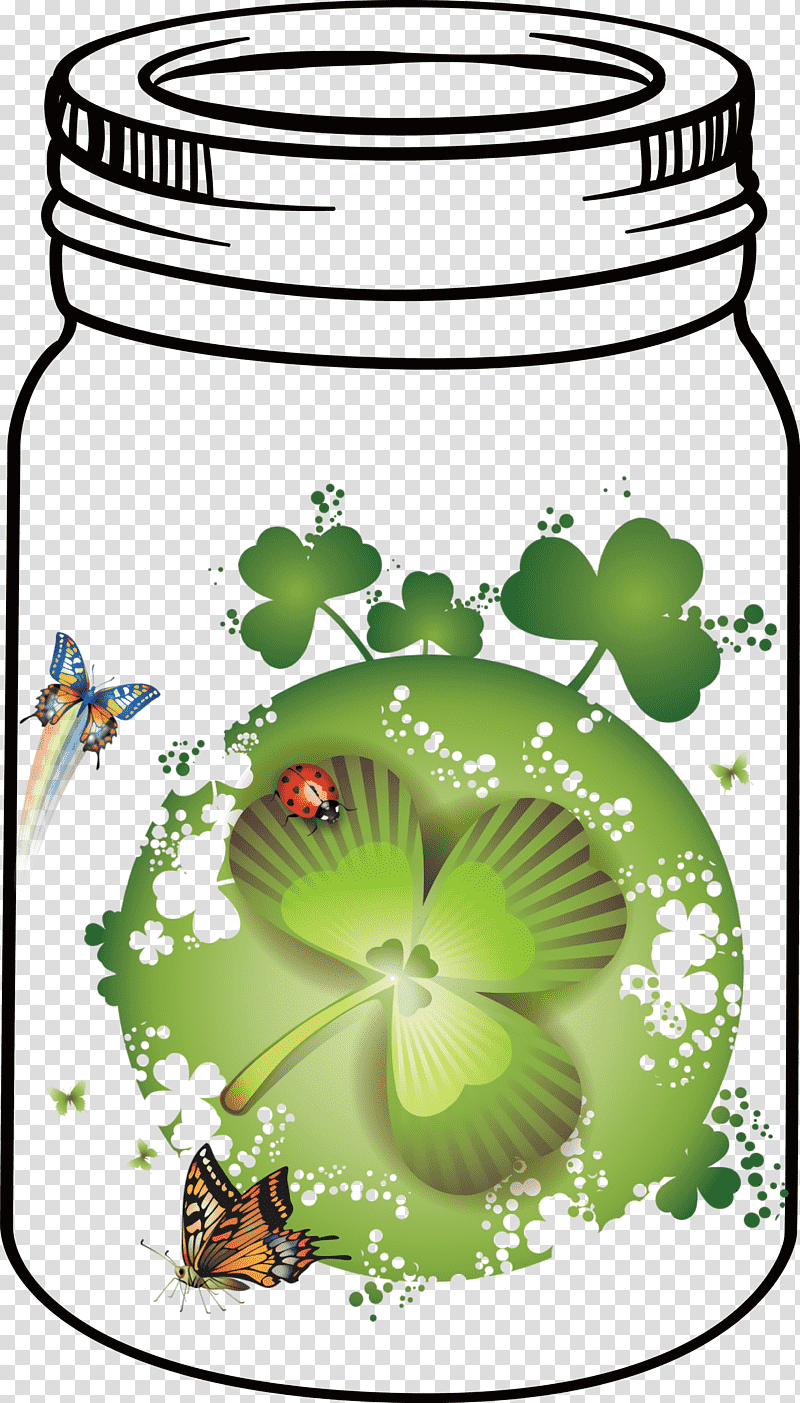 St Patricks Day Mason Jar, Flower, Pollinator, Leaf, Green, Tree, Pollination transparent background PNG clipart