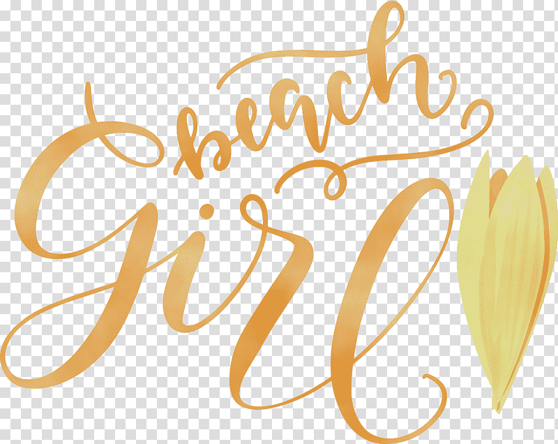 logo calligraphy yellow line meter, Beach Girl, Summer
, Watercolor, Paint, Wet Ink, Flower transparent background PNG clipart