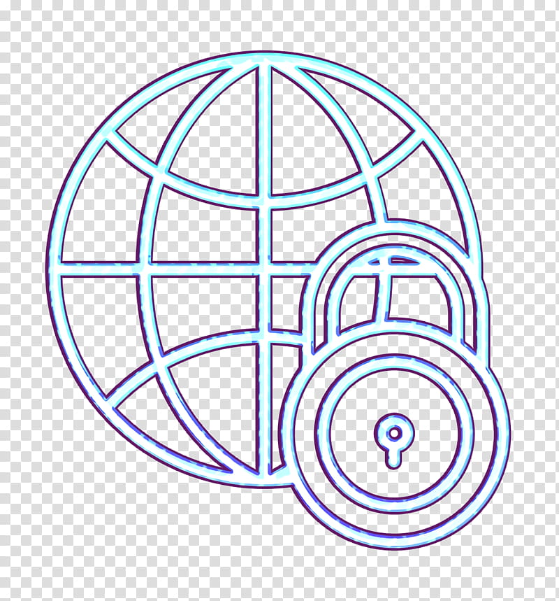 Lock icon Cyber icon Global icon, Line, Circle, Line Art, Sphere transparent background PNG clipart
